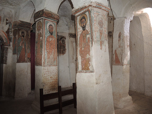 The interior of Maryam Bahra church showing its 15th century wall paintings