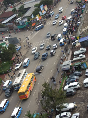 Traffic and pedestrians in Addis Ababa